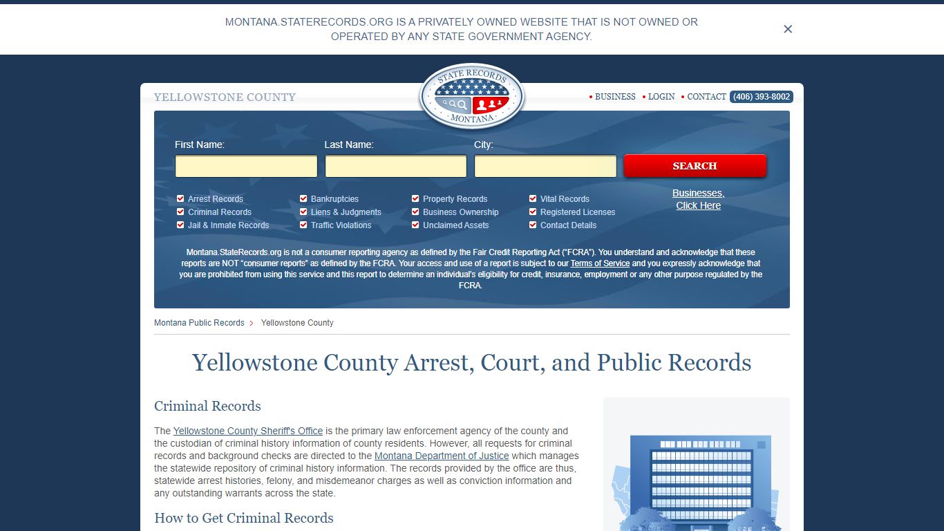 Yellowstone County Arrest, Court, and Public Records